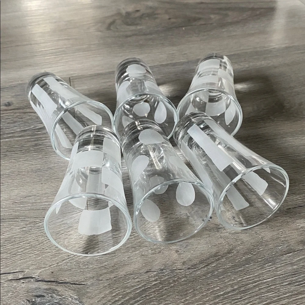 VINTAGE PIER 1 TASTING PARTY COMPLETE SET FROSTED SHOT GLASSES SET 6 PIECE SET